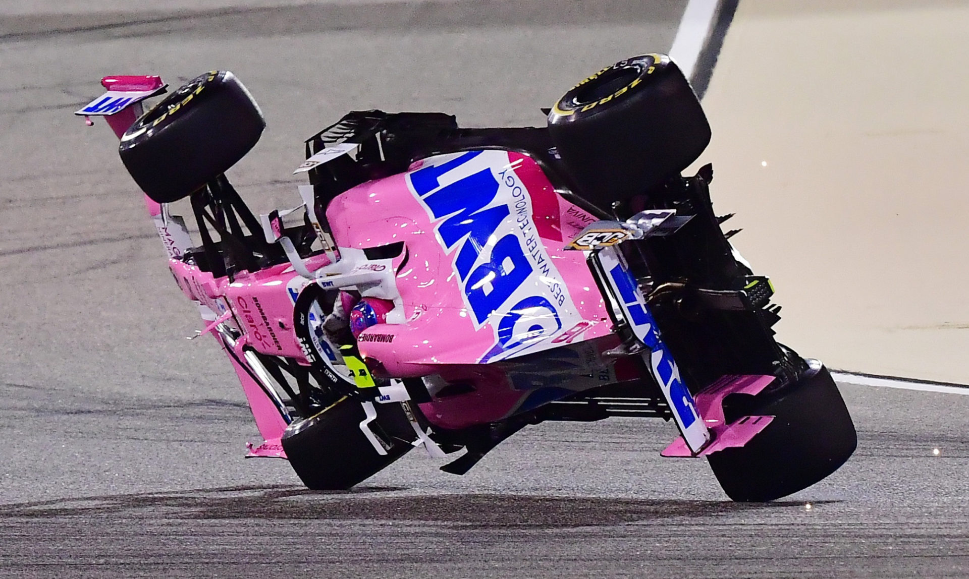 Lance Stroll after a collision incident with Kvyat in the Bahrain GP race