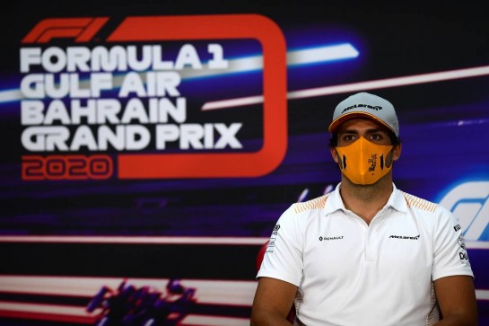 Carlos Sainz Jr (ESP) McLaren in the FIA Press Conference.
26.11.2020. Formula 1 World Championship, Rd 15, Bahrain Grand Prix, Sakhir, Bahrain, Preparation Day.
- www.xpbimages.com, EMail: requests@xpbimages.com © Copyright: FIA Pool Image for Editorial Use Only