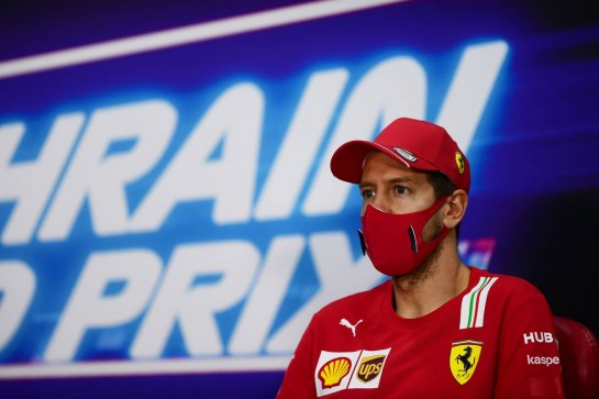 Sebastian Vettel (GER) Ferrari in the FIA Press Conference.
26.11.2020. Formula 1 World Championship, Rd 15, Bahrain Grand Prix, Sakhir, Bahrain, Preparation Day.
- www.xpbimages.com, EMail: requests@xpbimages.com © Copyright: FIA Pool Image for Editorial Use Only