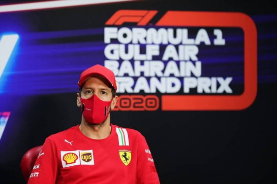 Sebastian Vettel (GER) Ferrari in the FIA Press Conference.
26.11.2020. Formula 1 World Championship, Rd 15, Bahrain Grand Prix, Sakhir, Bahrain, Preparation Day.
- www.xpbimages.com, EMail: requests@xpbimages.com © Copyright: FIA Pool Image for Editorial Use Only