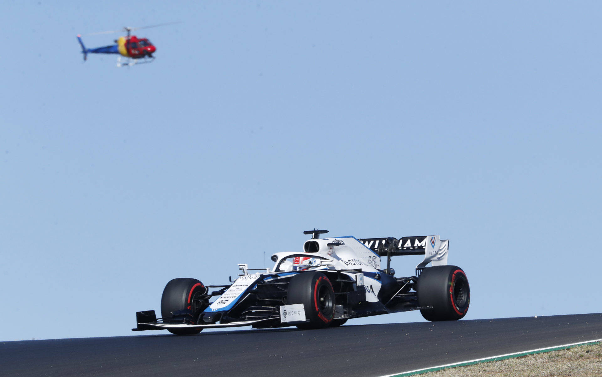 Williams' George Russell during the Portuguese GP qualifying