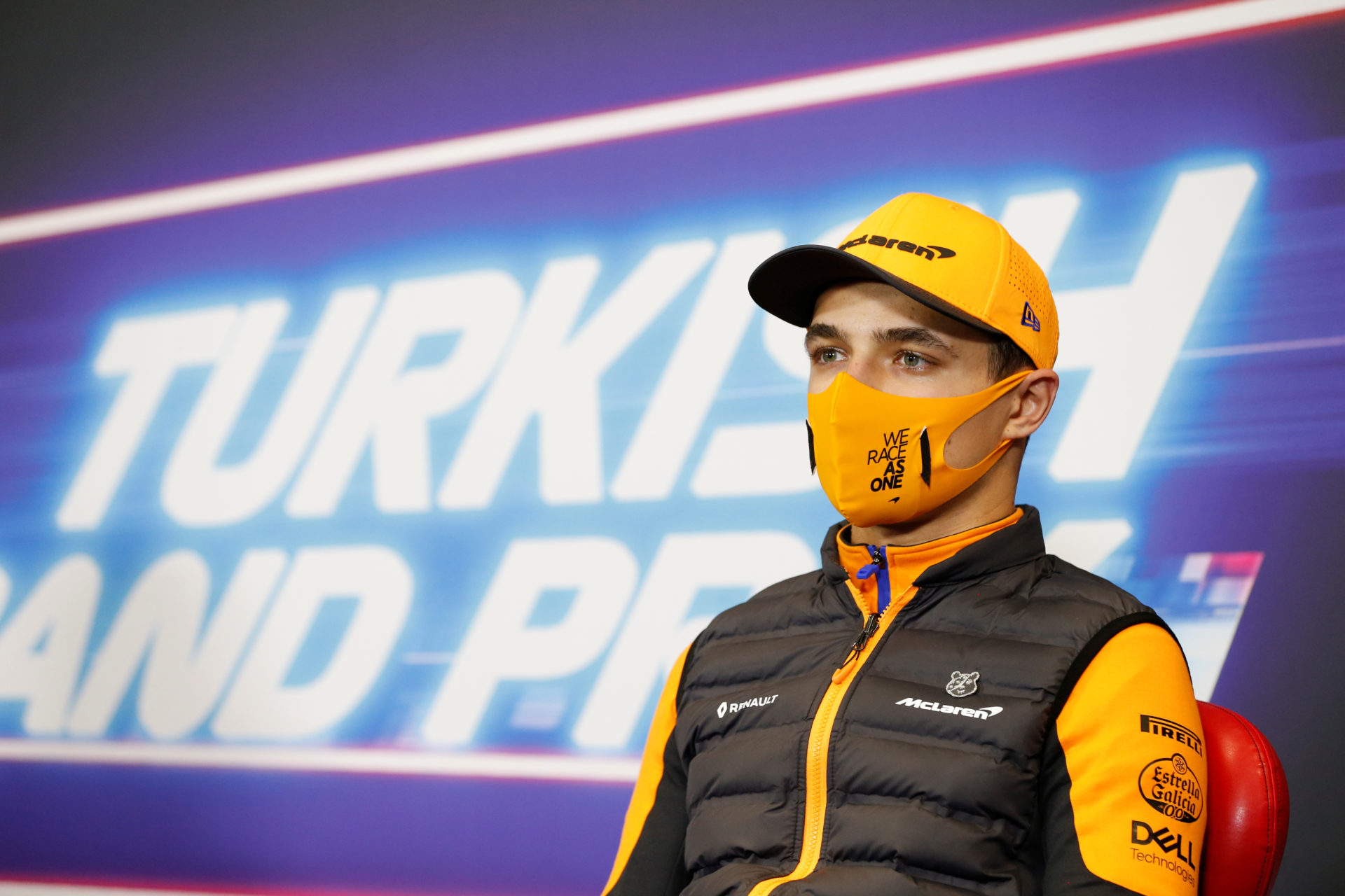McLaren's Lando Norris at the drivers' press conference ahead of the Turkish Grand Prix