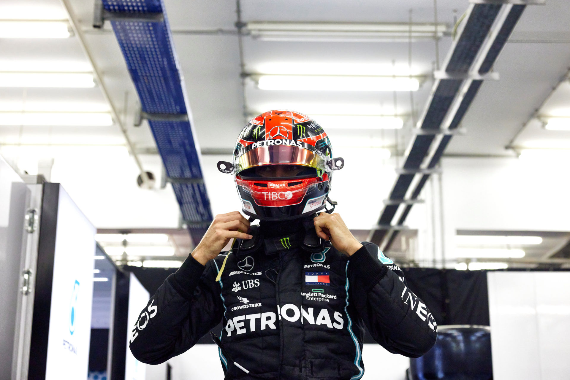 George Russell getting set for the Sakhir Grand Prix with Mercedes
