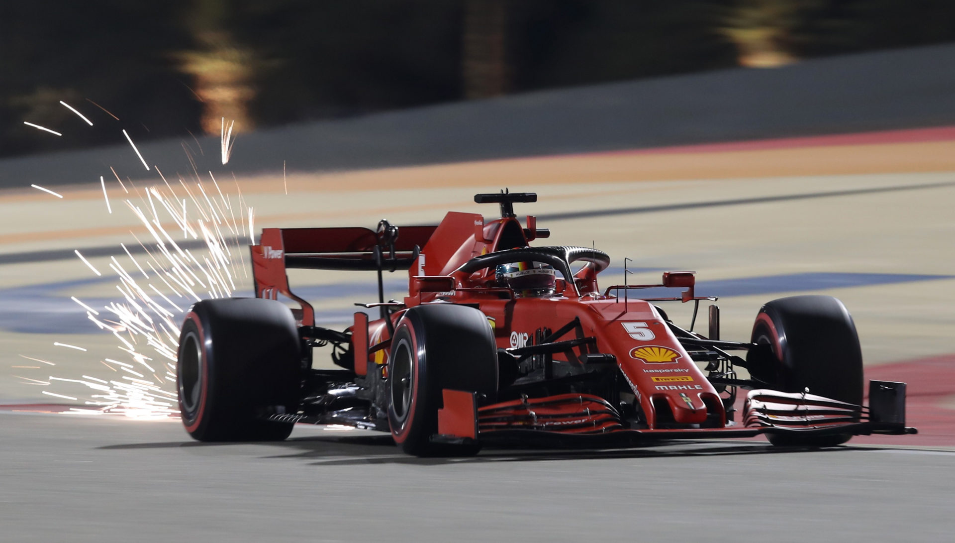 Ferrari's Sebastian Vettel driving during Sakhir GP qualifying