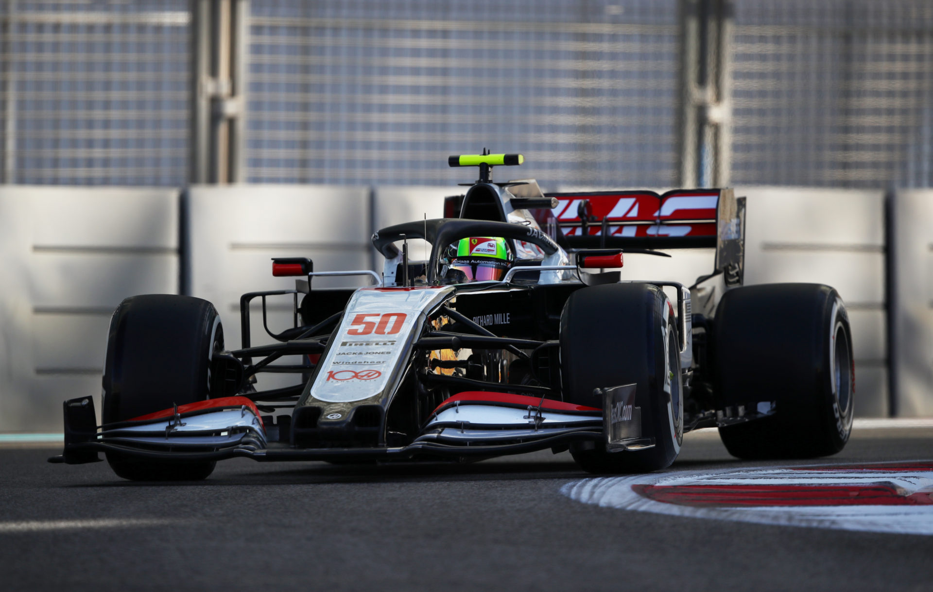 Mick Schumacher in action during the practice session at Abu Dhabi GP