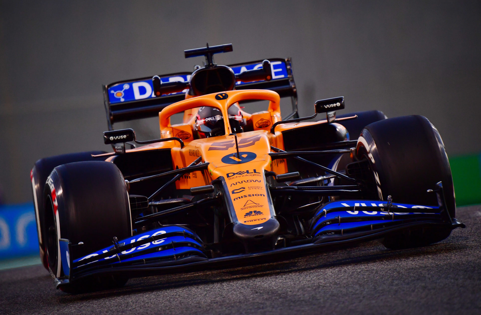 Mclaren driver Carlos Sainz Jr in action during practice at Abu Dhabi GP 2020