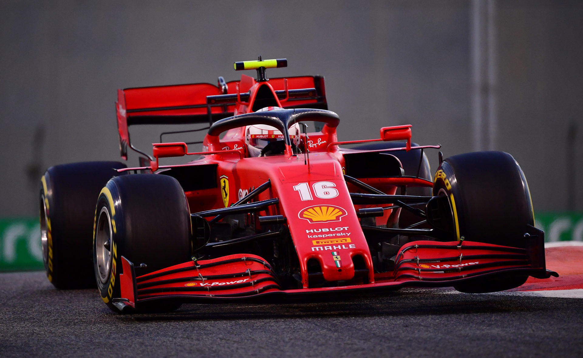 Charles Leclerc in action during practice at Abu Dhabi GP 2020
