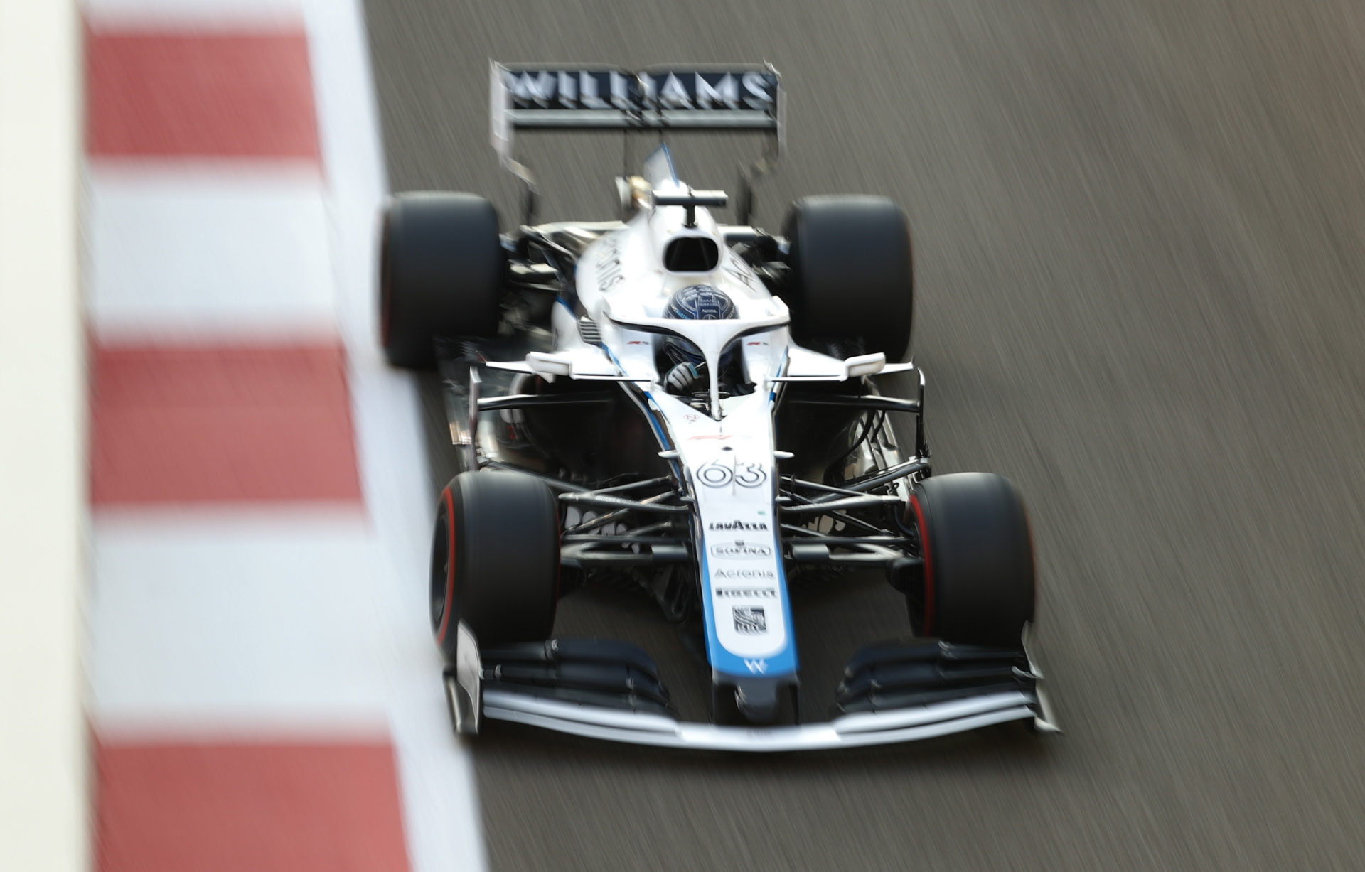 George Russell driving at Abu Dhabi