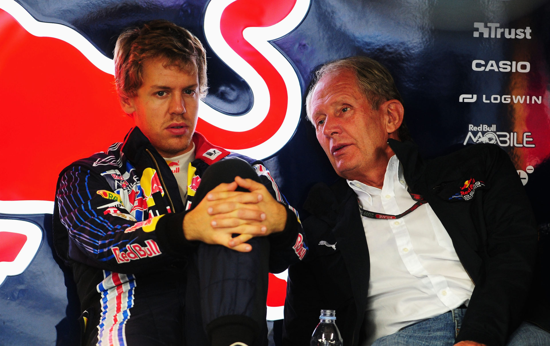 Red Bull advisor Helmut Marko with Sebastian Vettel