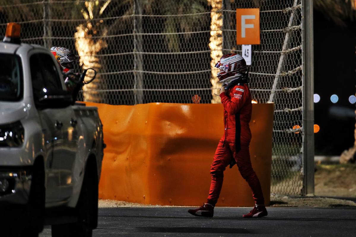 Charles Leclerc (MON) Ferrari and Max Verstappen (NLD) Red Bull Racing retired from the race. 06.12.2020. Formula 1 World Championship, Rd 16, Sakhir Grand Prix