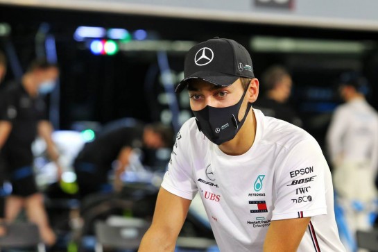 George Russell (GBR) Mercedes AMG F1 outside the pit garage of Jack Aitken (GBR) / (KOR) Williams Racing.
03.12.2020. Formula 1 World Championship, Rd 16, Sakhir Grand Prix, Sakhir, Bahrain, Preparation Day.
- www.xpbimages.com, EMail: requests@xpbimages.com © Copyright: Moy / XPB Images