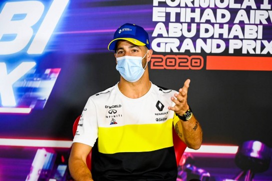 Daniel Ricciardo (AUS) Renault F1 Team in the FIA Press Conference.
10.12.2020. Formula 1 World Championship, Rd 17, Abu Dhabi Grand Prix, Yas Marina Circuit, Abu Dhabi, Preparation Day.
- www.xpbimages.com, EMail: requests@xpbimages.com © Copyright: FIA Pool Image for Editorial Use Only