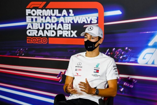 George Russell (GBR) Mercedes AMG F1 in the FIA Press Conference.
10.12.2020. Formula 1 World Championship, Rd 17, Abu Dhabi Grand Prix, Yas Marina Circuit, Abu Dhabi, Preparation Day.
- www.xpbimages.com, EMail: requests@xpbimages.com © Copyright: FIA Pool Image for Editorial Use Only