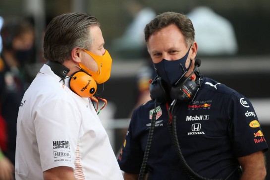 Zak Brown (USA) McLaren Executive Director and
Christian Horner (GBR) Red Bull Racing Team Principal.
13.12.2020. Formula 1 World Championship, Rd 17, Abu Dhabi Grand Prix, Yas Marina Circuit, Abu Dhabi, Race Day.
- www.xpbimages.com, EMail: requests@xpbimages.com © Copyright: Batchelor / XPB Images