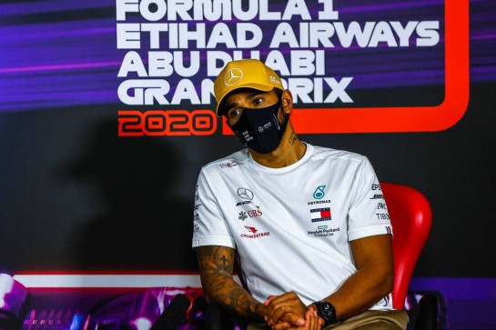 Lewis Hamilton (GBR) Mercedes AMG F1 in the post race FIA Press Conference.
13.12.2020. Formula 1 World Championship, Rd 17, Abu Dhabi Grand Prix, Yas Marina Circuit, Abu Dhabi, Race Day.
- www.xpbimages.com, EMail: requests@xpbimages.com © Copyright: FIA Pool Image for Editorial Use Only