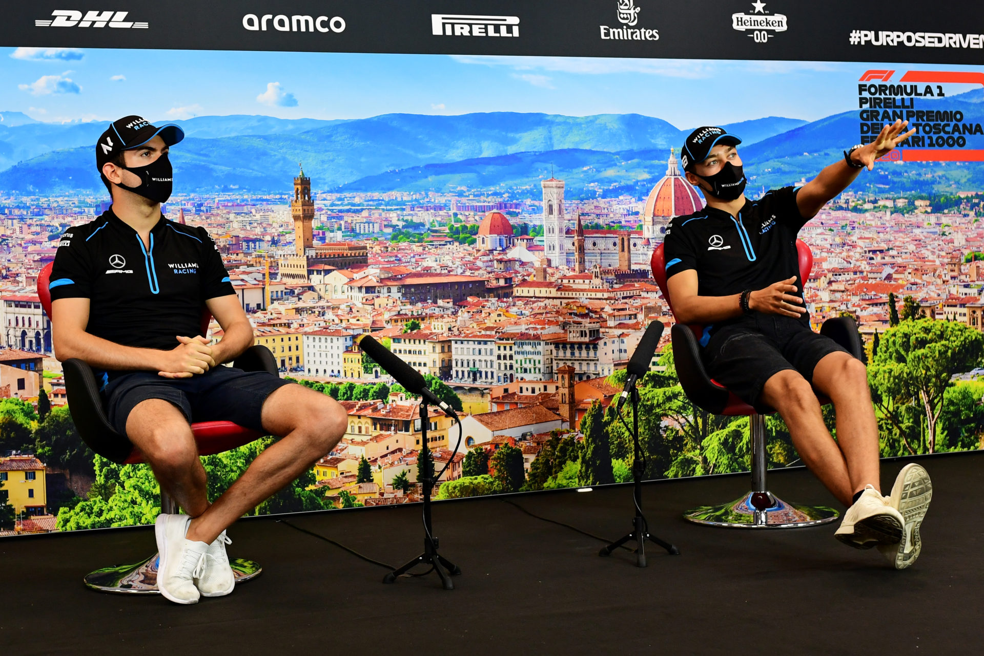 George Russell and Nicholas Latifi At Tuscan GP Press Conference