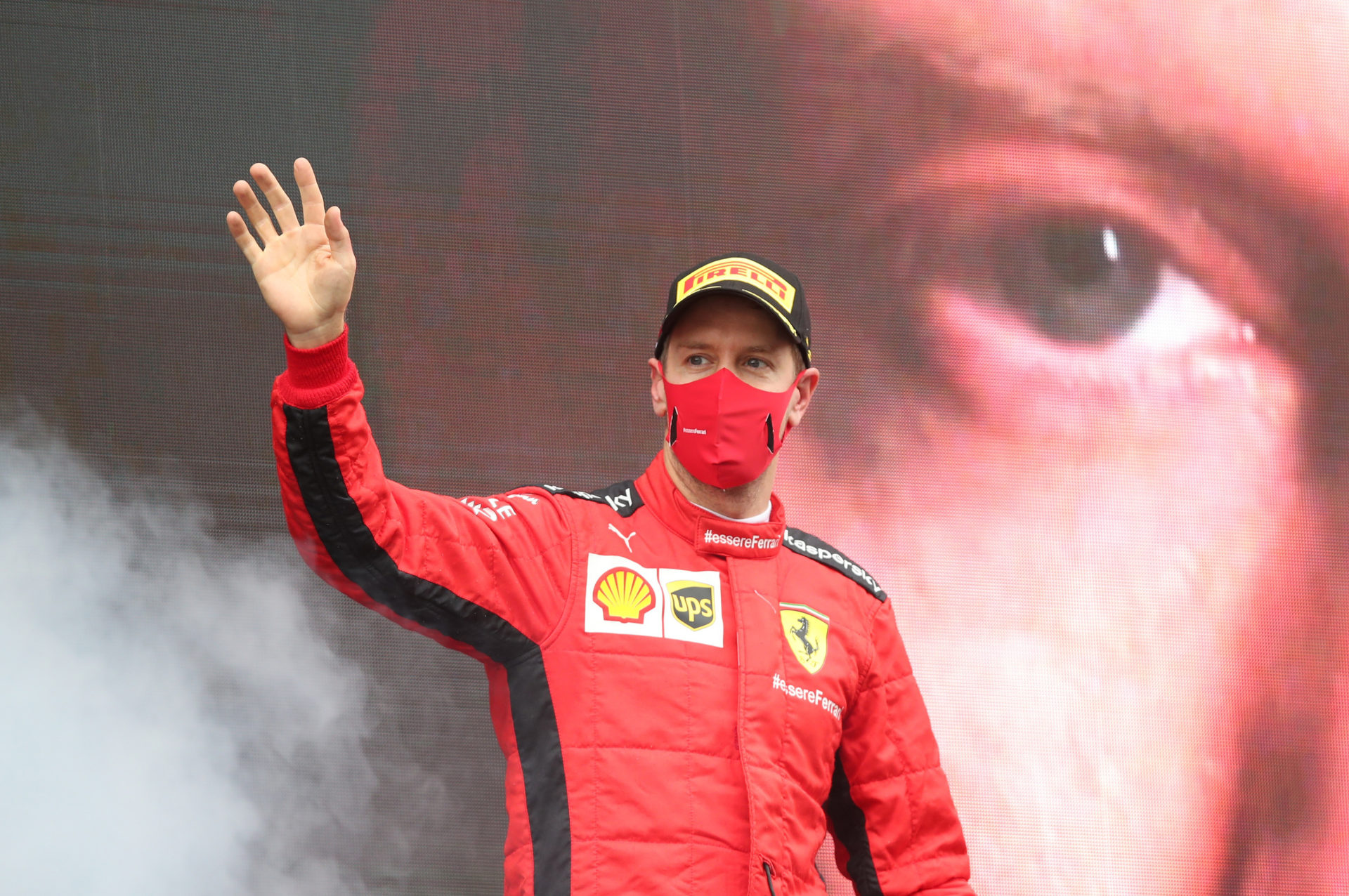 Sebastian Vettel celebrates on the Turkish GP podium