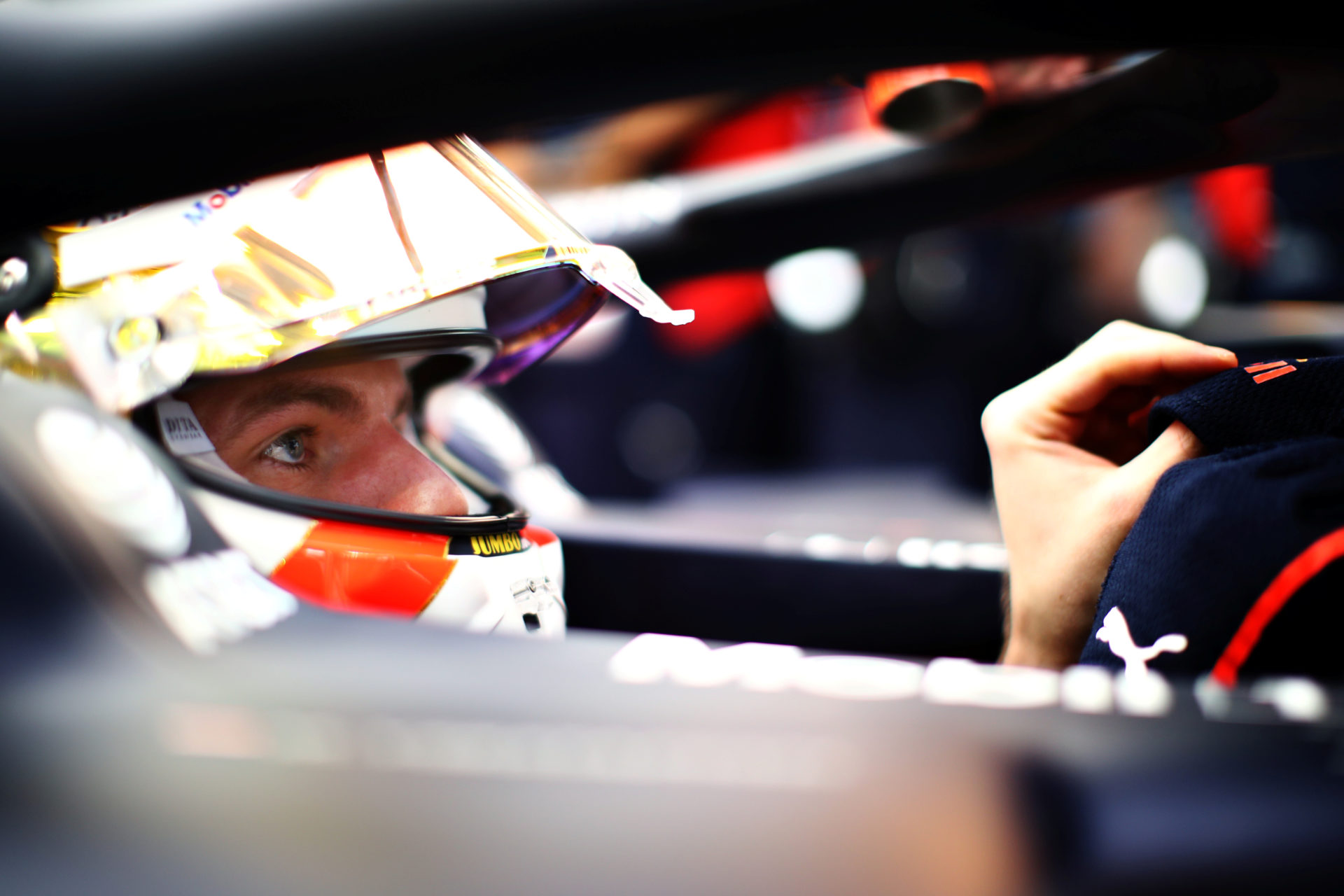 Max Verstappen preparing for practice at Bahrain GP