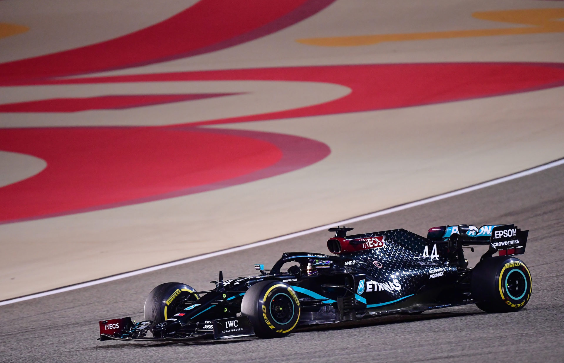 Mercedes F1 driver Lewis Hamilton during the Bahrain Grand Prix race