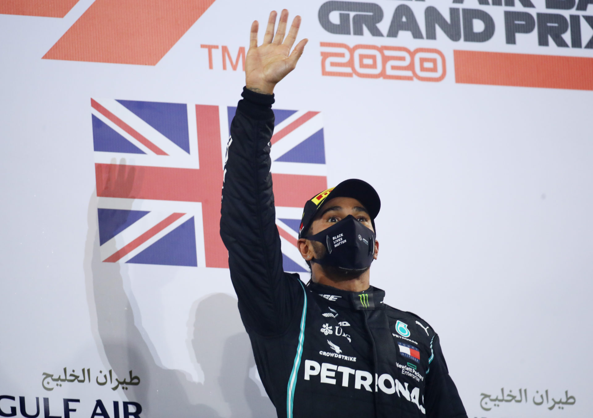 Lewis Hamilton celebrating another podium win