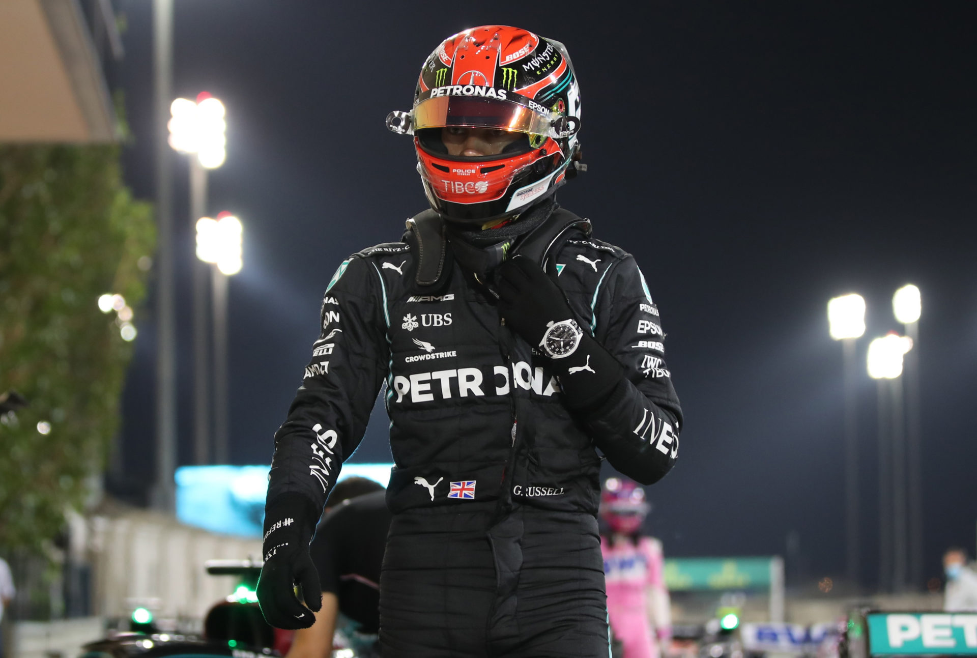 George Russell following the qualifying session at Sakhir Grand Prix 2020