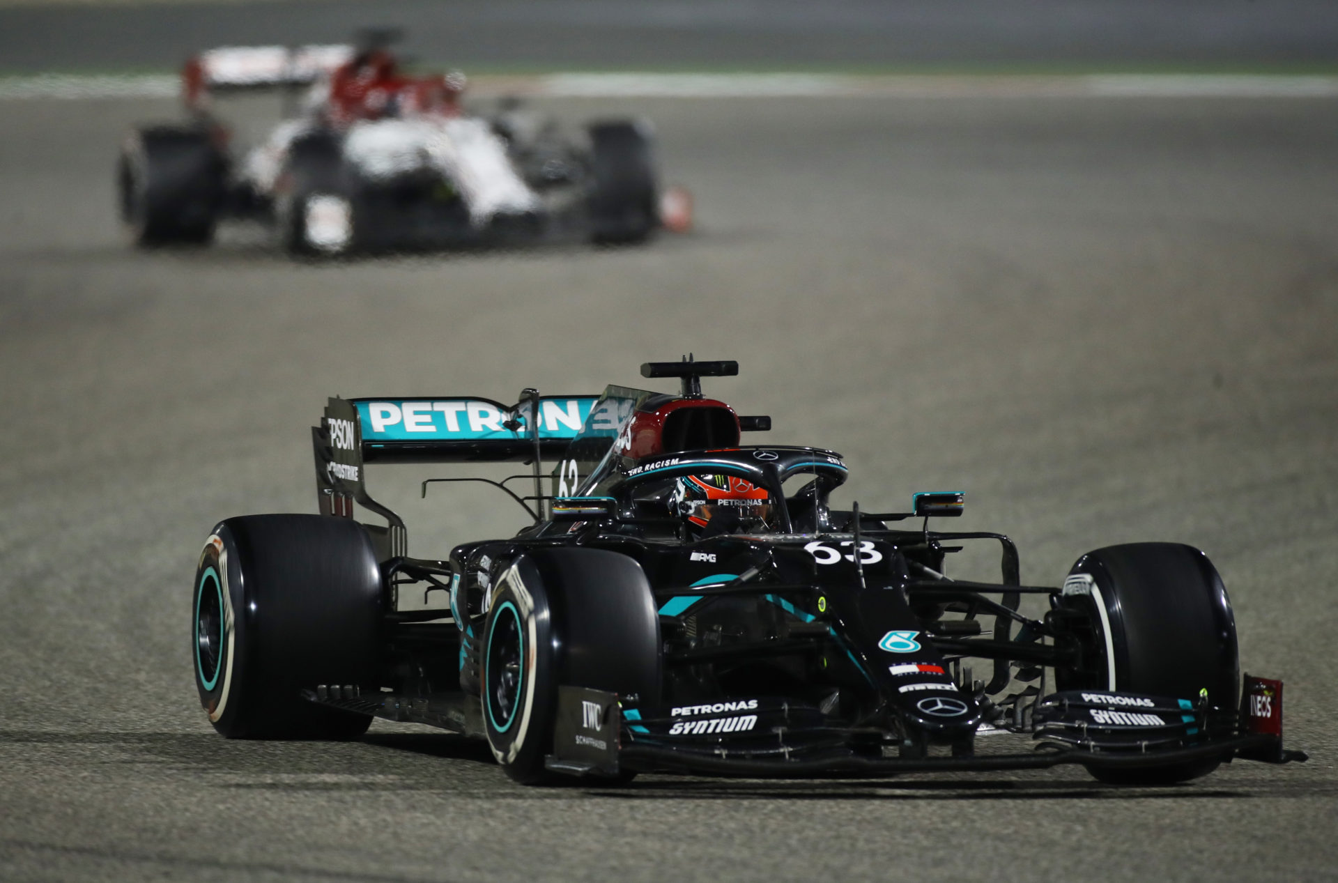 George Russell during the Sakhir GP race