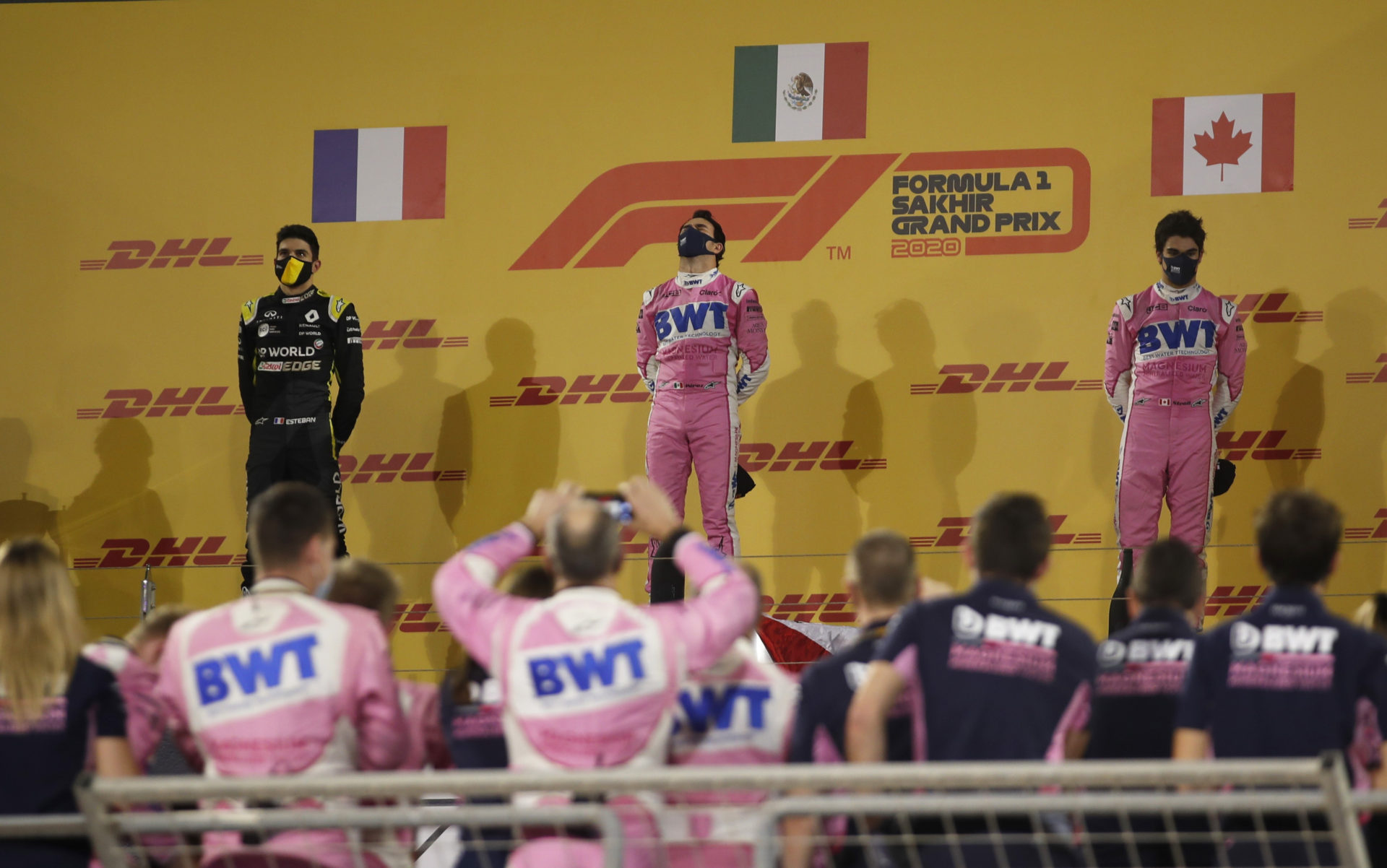 The incredible podium at Sakhir consisted of Perez. Ocon and Stroll