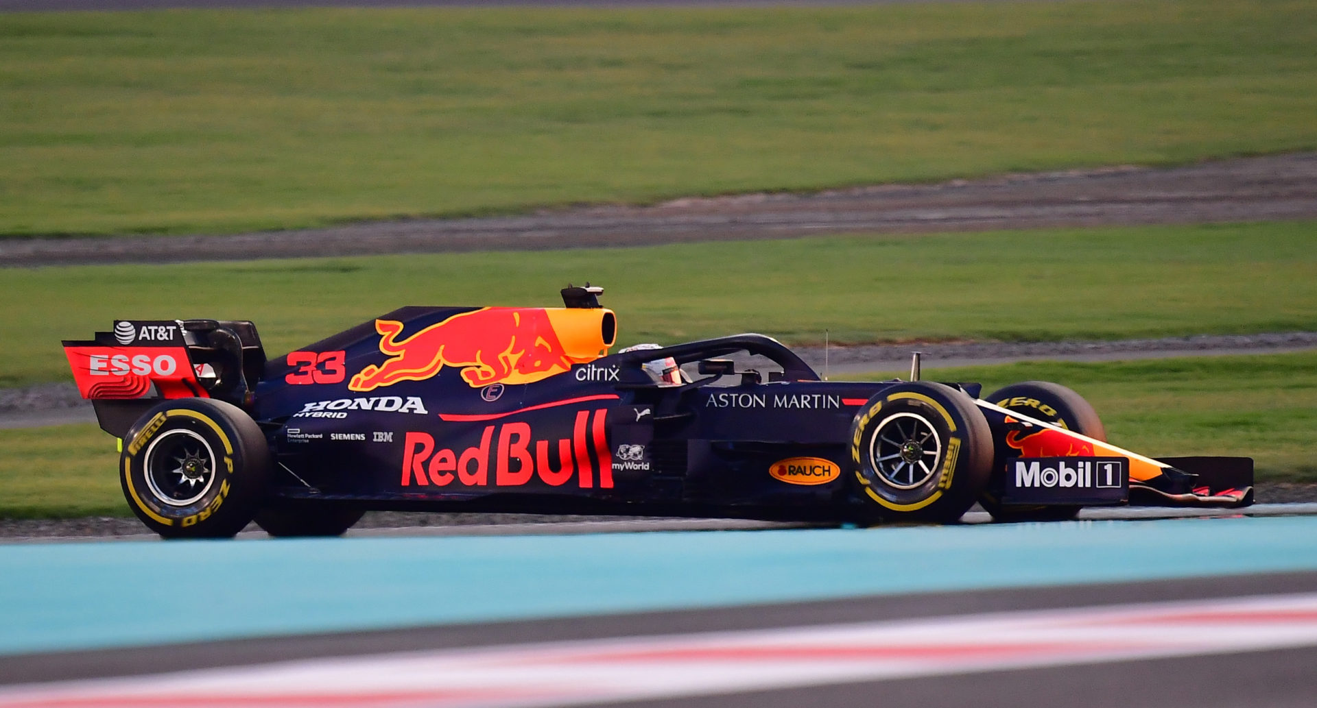 F1 Driver Max Verstappen in action at Abu Dhabi