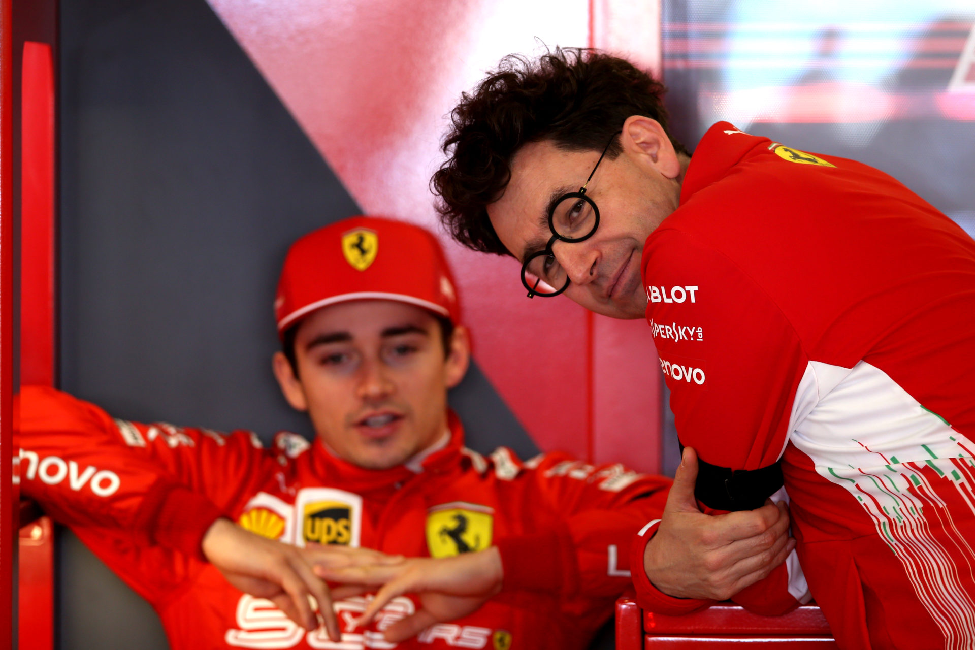 Ferrari Charles Leclerc and Mattia Binotto prior to the 2019 Australian Grand Prix
