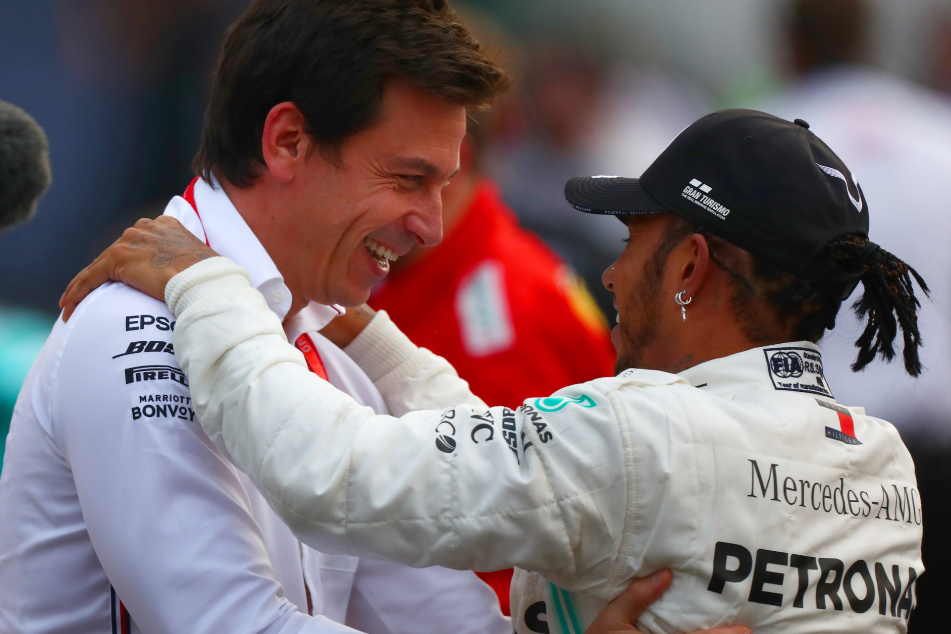 Lewis Hamilton and Toto Wolff at the Mexican Grand Prix 2019