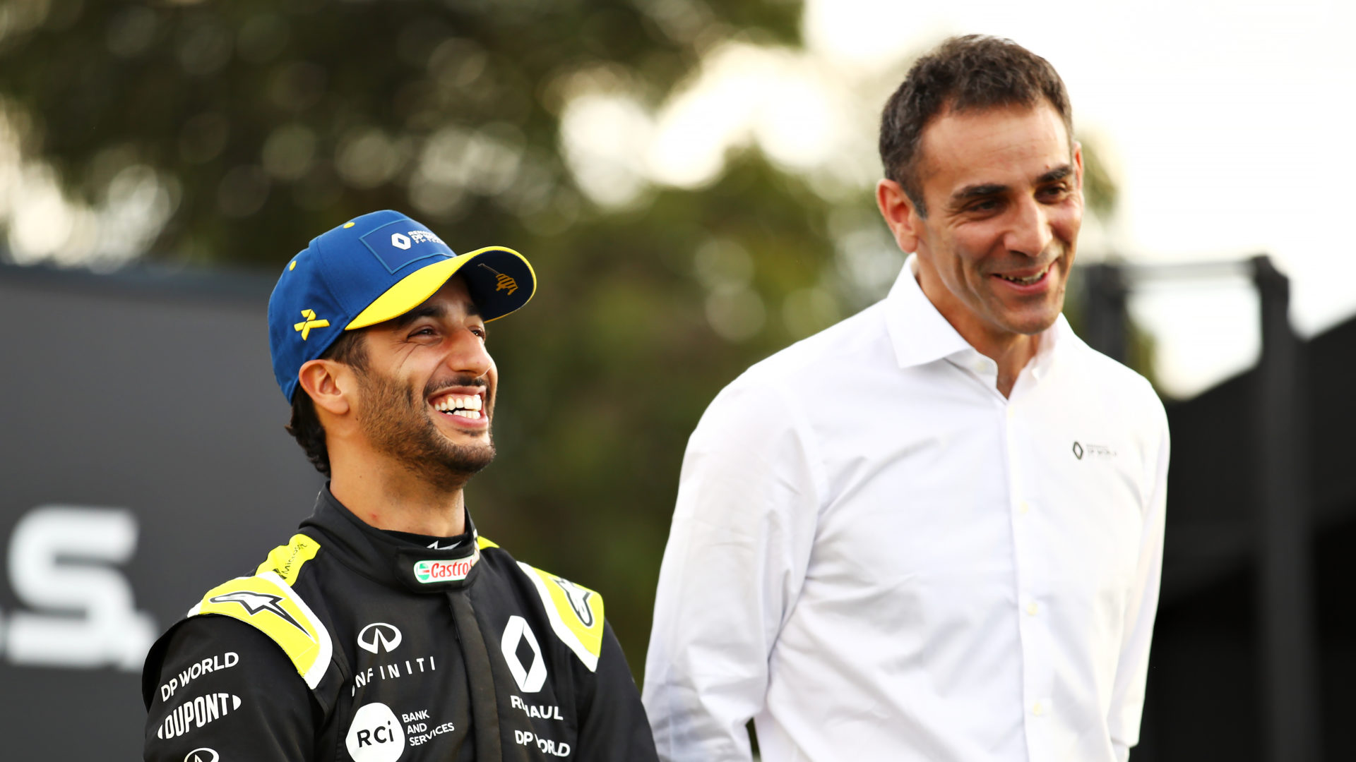 Daniel Ricciardo standing alongside Cyril Abiteboul prior to the race in Australia