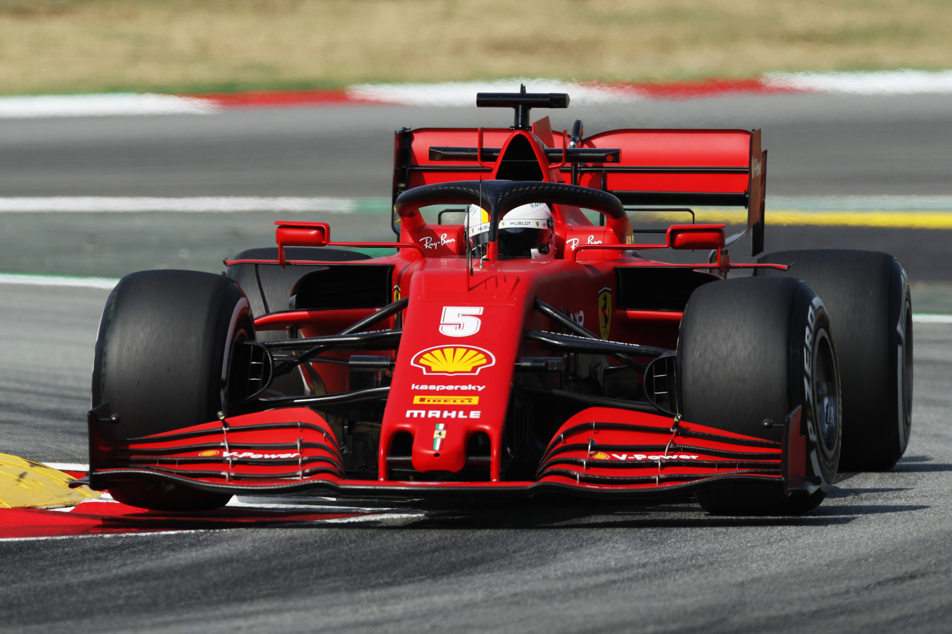 F1- Sebastian Vettel driving in his cockpit #5, Scuderia Ferrari