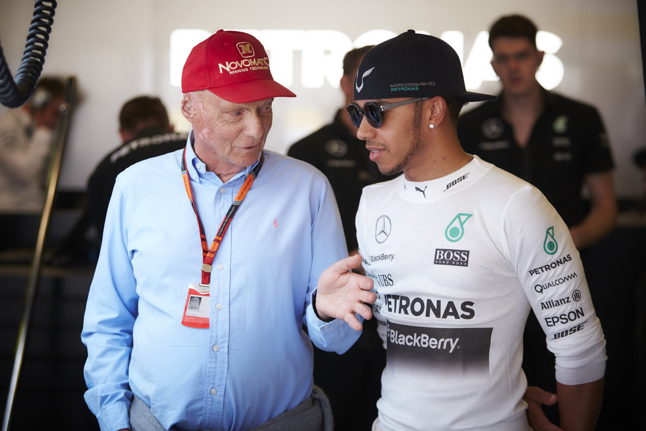 Niki Lauda with Lewis Hamilton