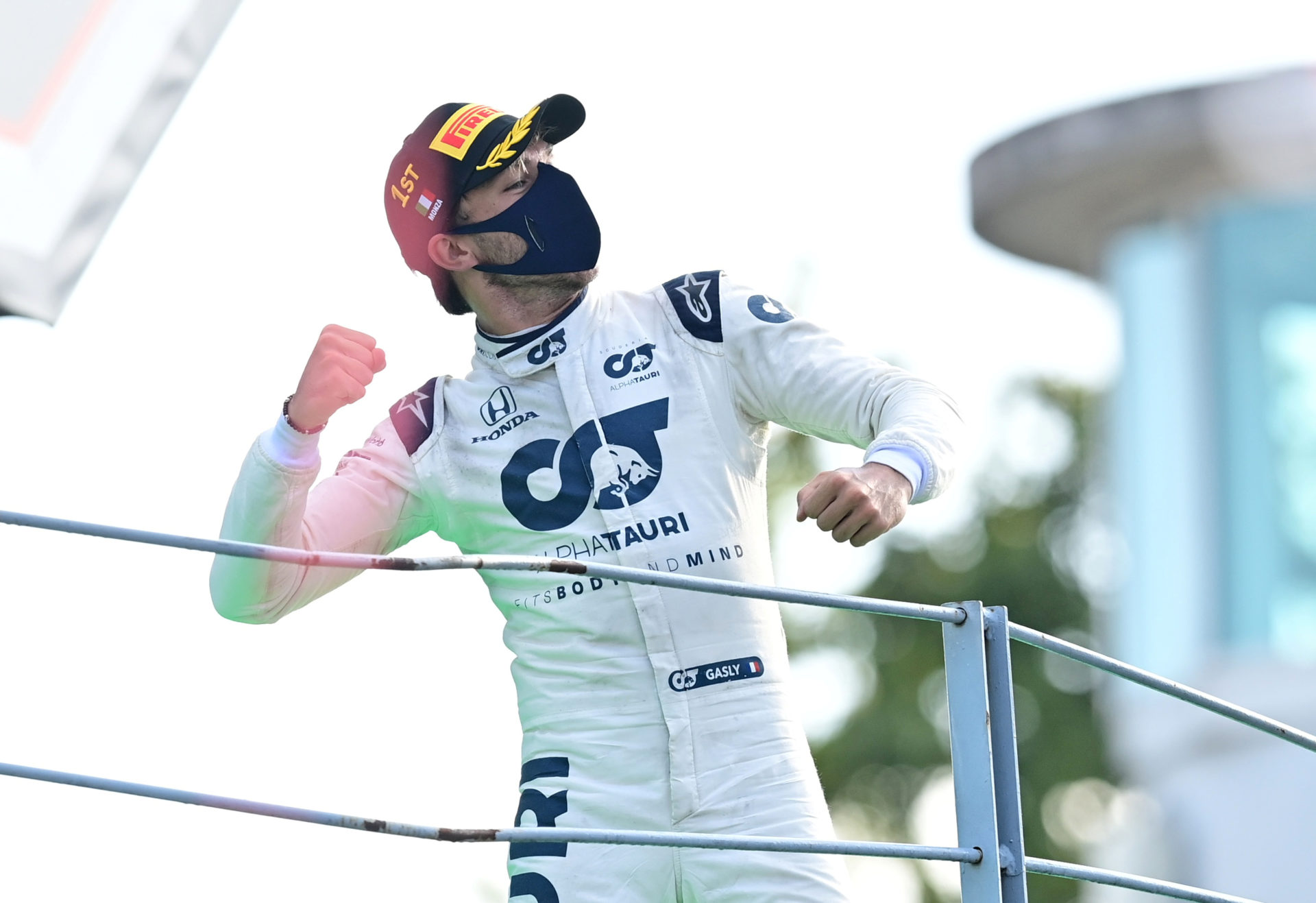Pierre Gasly celebrates his first F1 win in Monza at the Italian Grand Prix