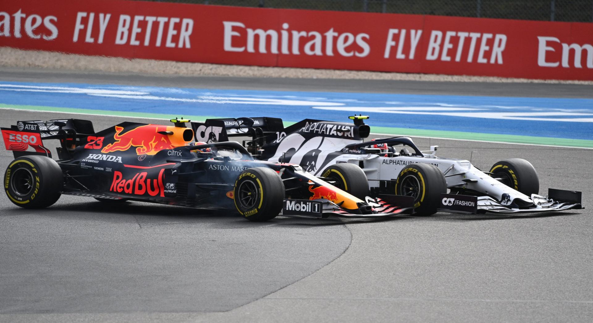 Red Bull driver Alex Albon clashes with Daniil Kvyat