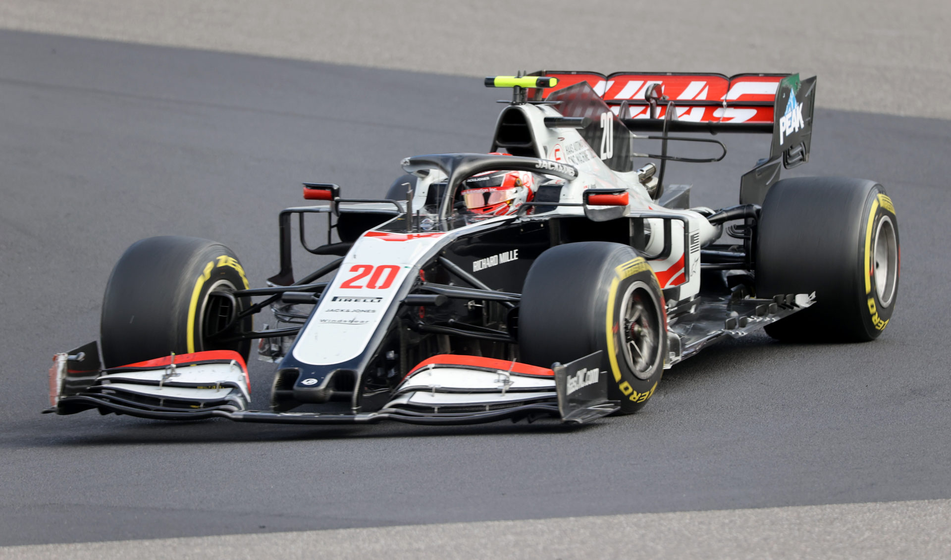Haas driver Kevin Magnussen in action at the Eifel GP