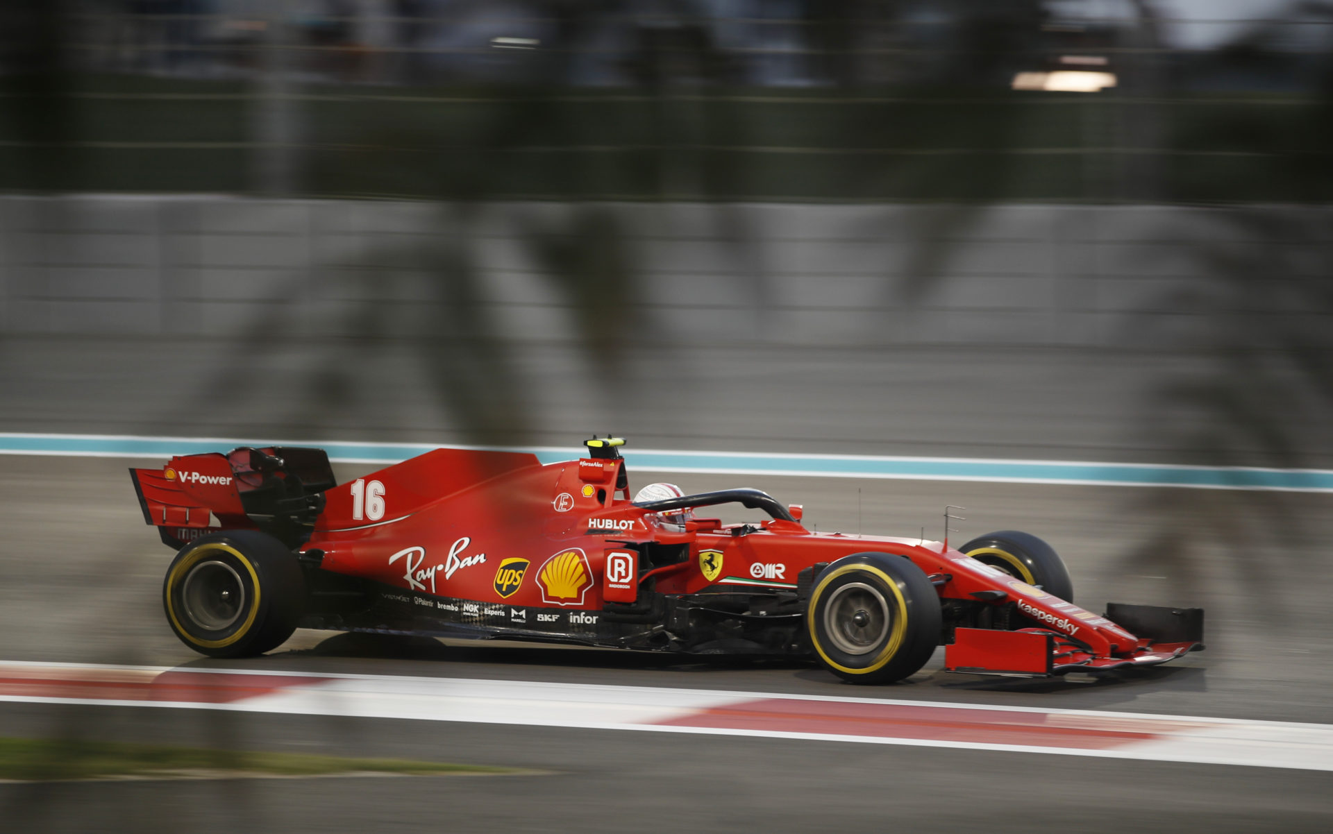 Ferrari driver Charles Leclerc in action at the Abu Dhabi GP
