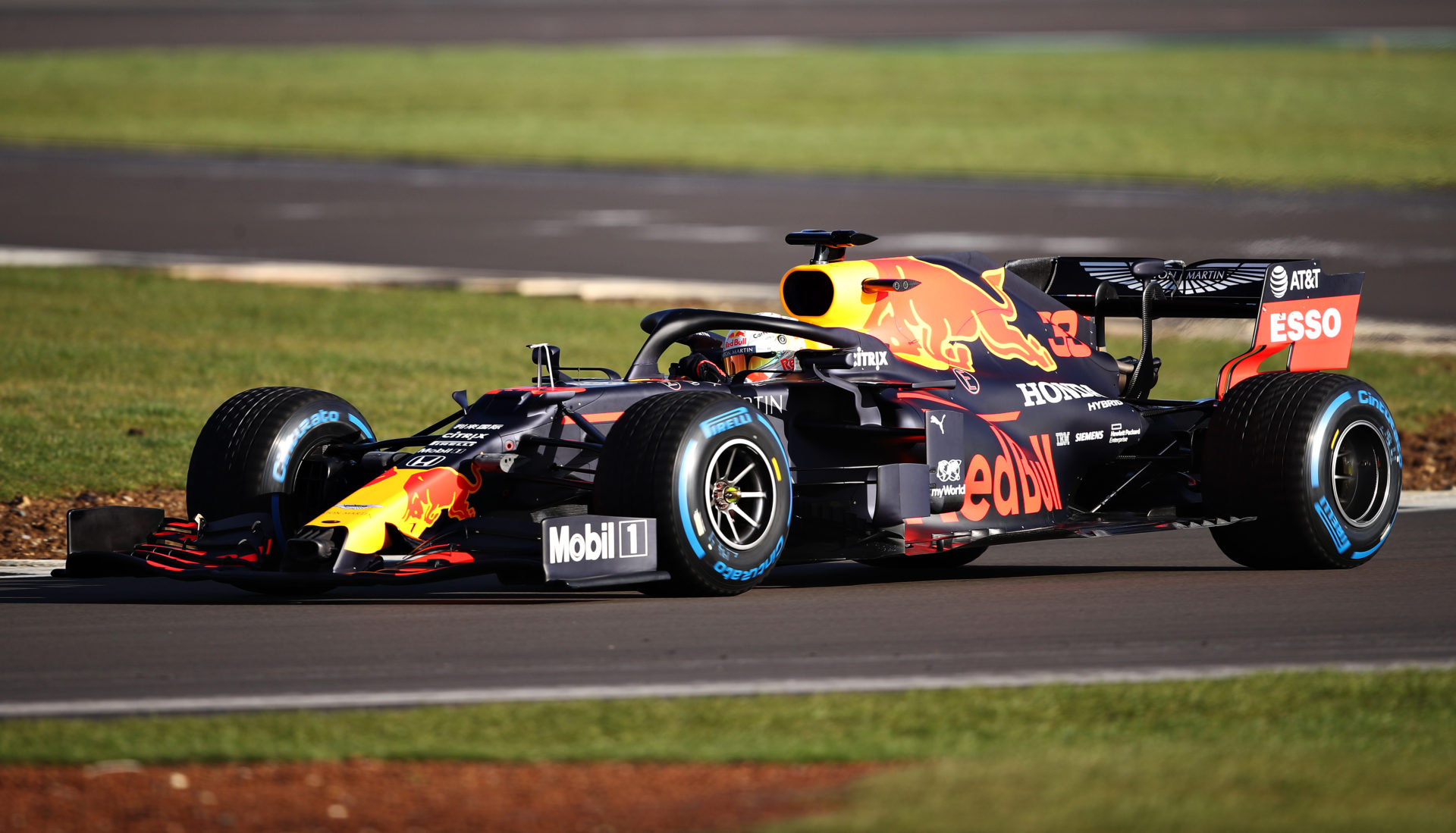 Red Bull's Max Verstappen in action at Silverstone during the car's launch