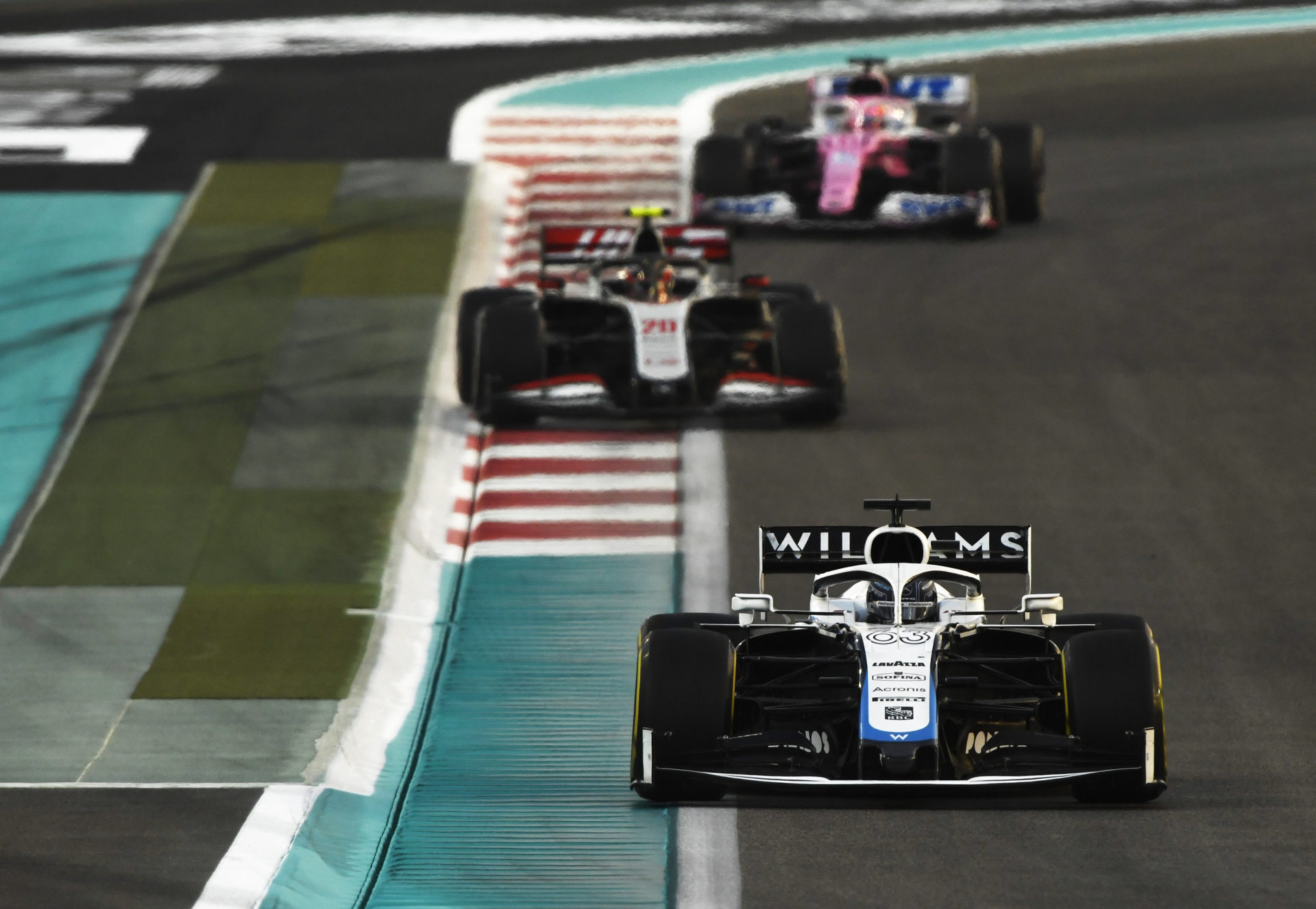 F1 cars during the race at Abu Dhabi GP