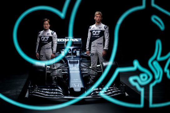Yuki Tsunoda of Japan and Pierre Gasly of France seen during the Suderia AlphaTauri AT02 Livery Reveal 2021 - Fashion meets Formula 1 in Salzburg, Austria on February 15, 2021. // Joerg Mitter / Red Bull Content Pool // SI202102180157 // Usage for editorial use only //
