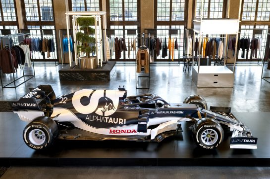 The AT02 seen during the Suderia AlphaTauri AT02 Livery Reveal 2021 - Fashion meets Formula 1 in Salzburg, Austria on February 15, 2021.[EDITOR&acirc;S NOTE - Item/s removed in post-processing. Original photograph available upon request. // Joerg Mitter / Red Bull Content Pool // SI202102180227 // Usage for editorial use only //