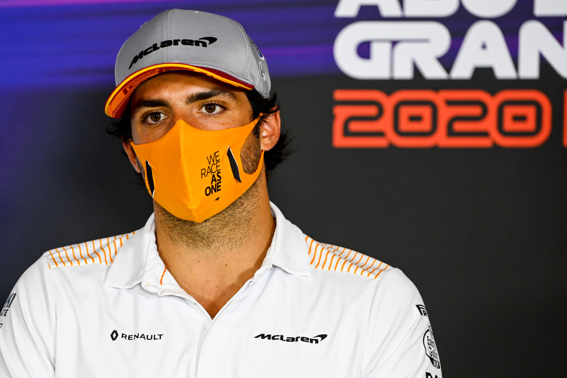 Ferrari driver Carlos Sainz at the drivers presser in Abu Dhabi