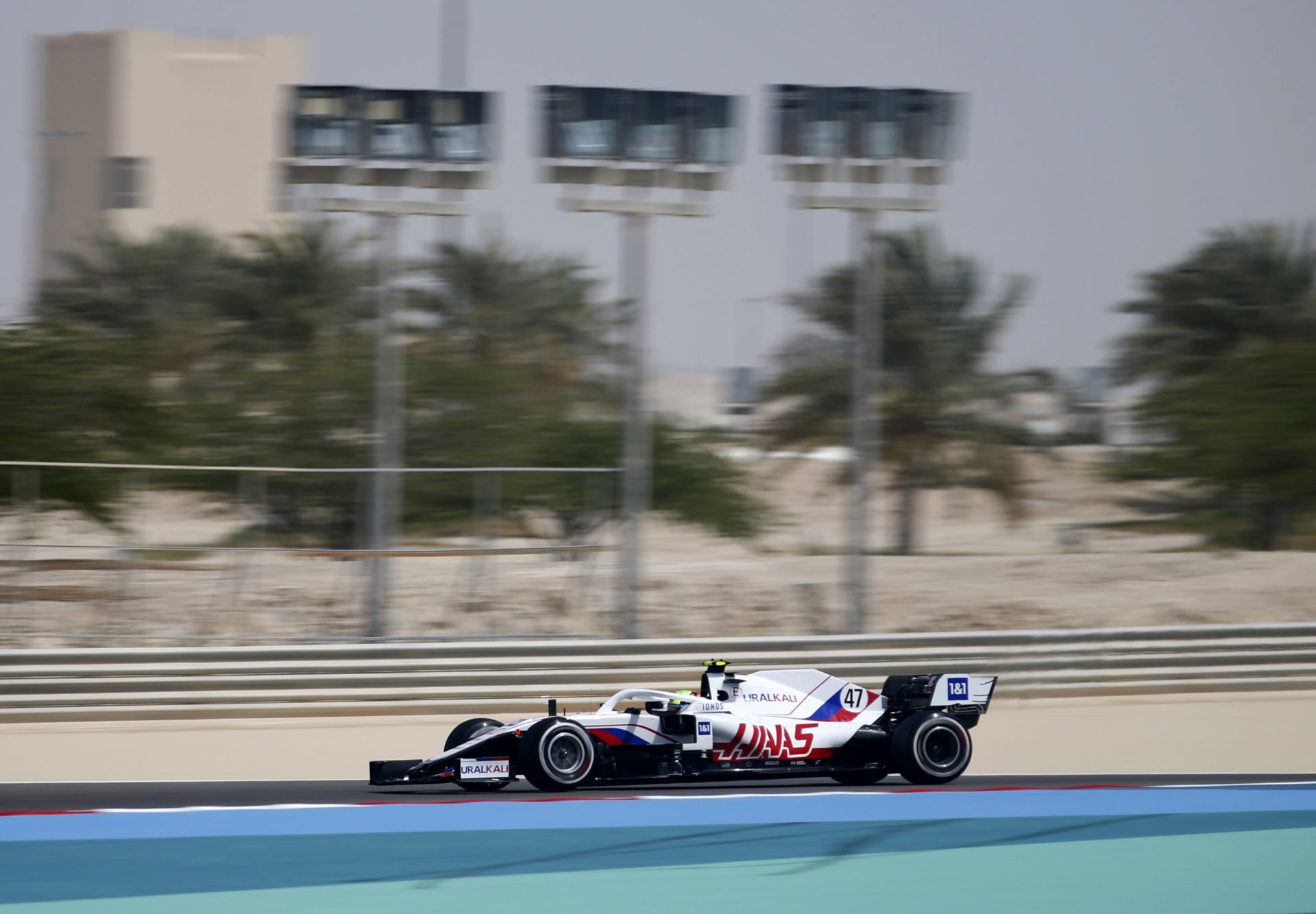 Mick Schumacher running his Haas at testing in Bahrain
