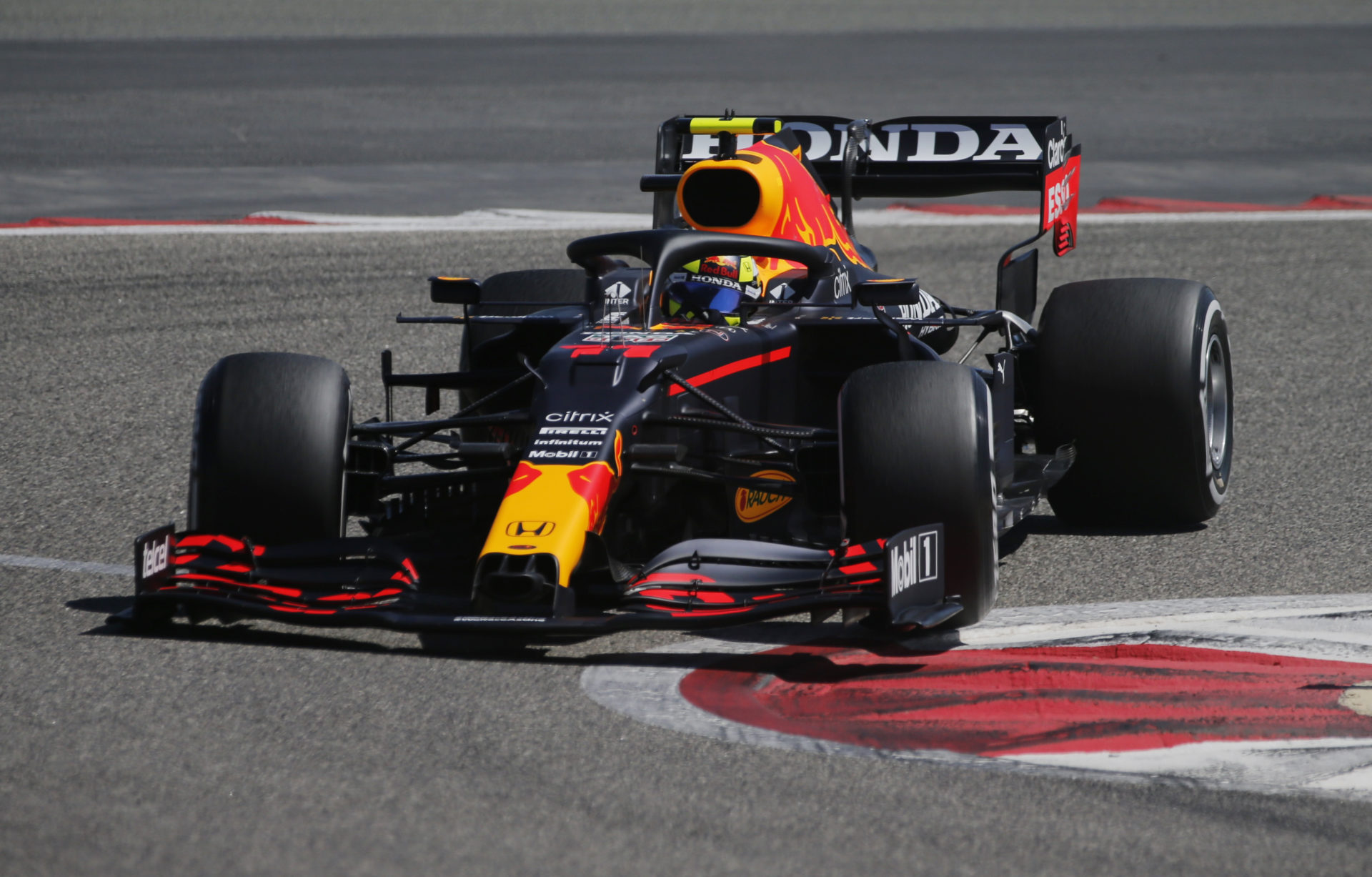 Sergio Perez of Red Bull testing out the RB16B