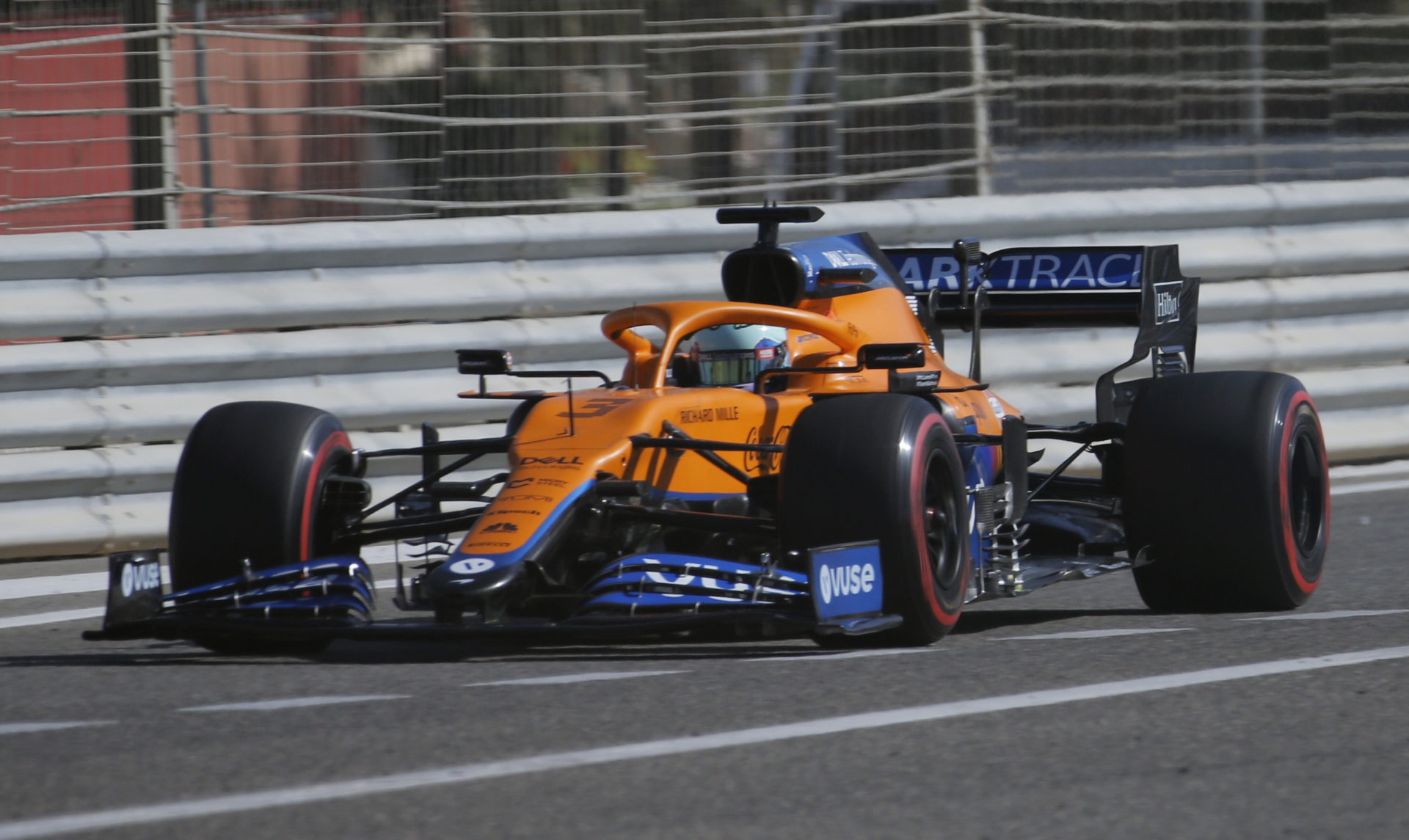 Daniel Ricciardo taking the McLaren through its paces in testing before the Bahrain Grand Prix