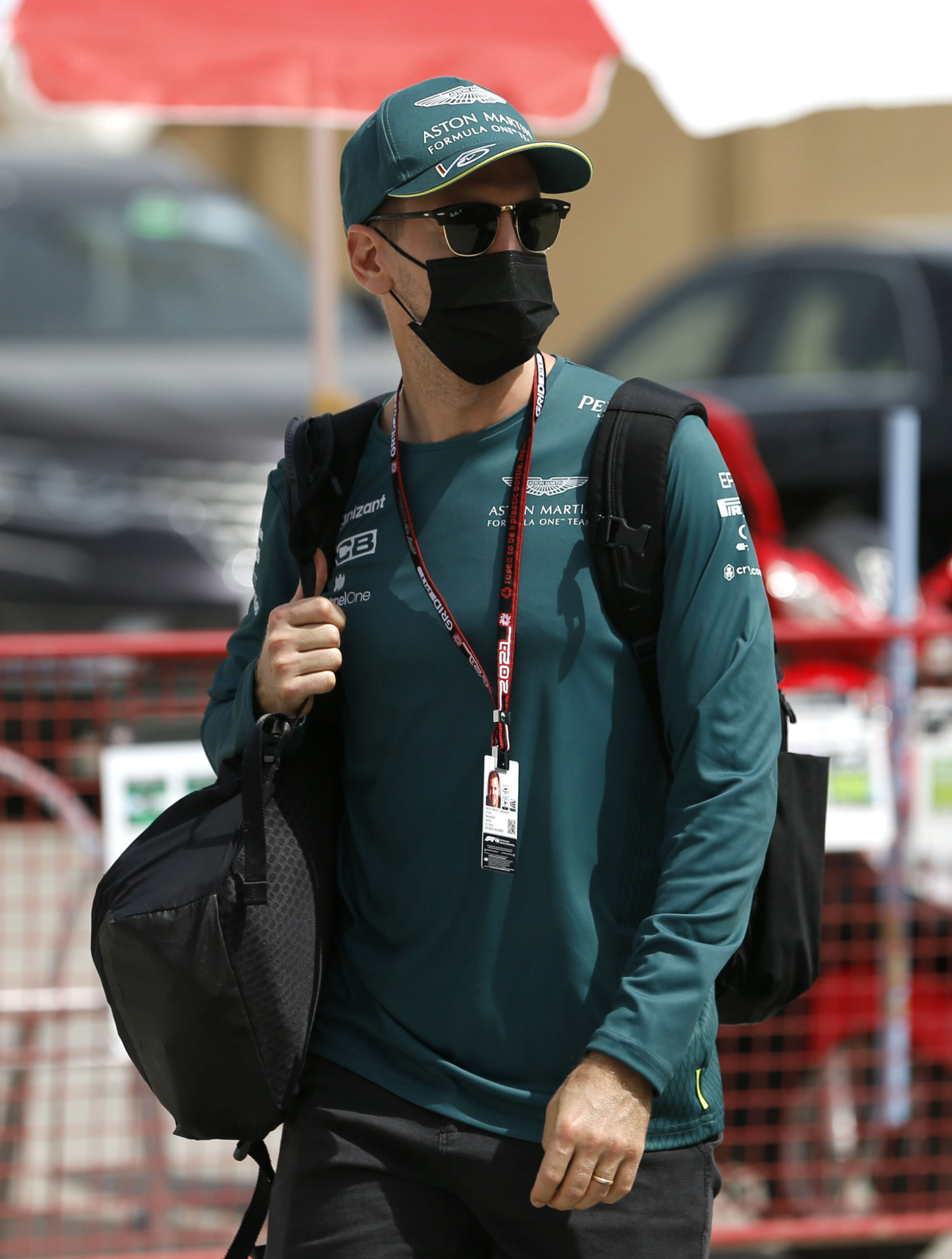 Sebastian Vettel entering the paddock for press conference