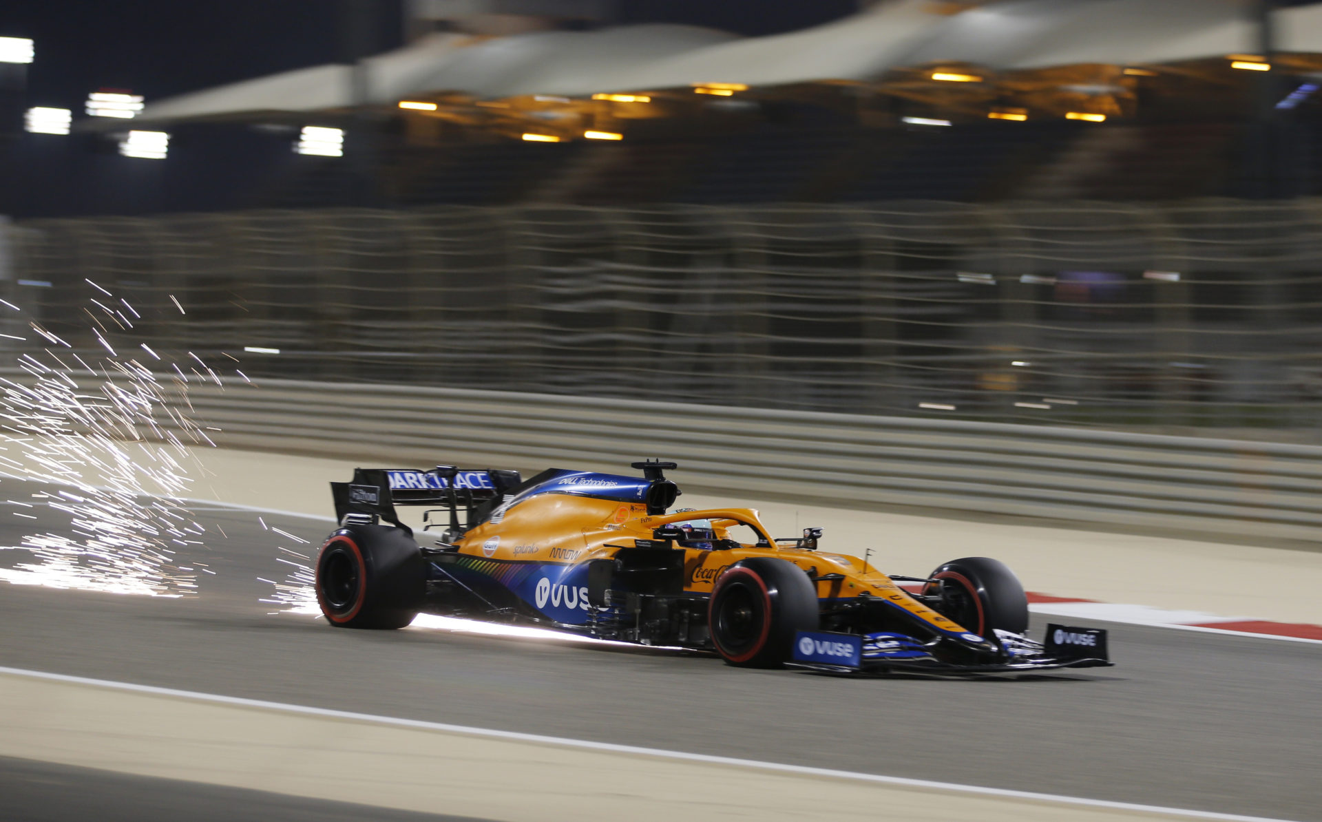 Daniel Ricciardo taking the McLaren through its paces in testing before the Bahrain Grand Prix