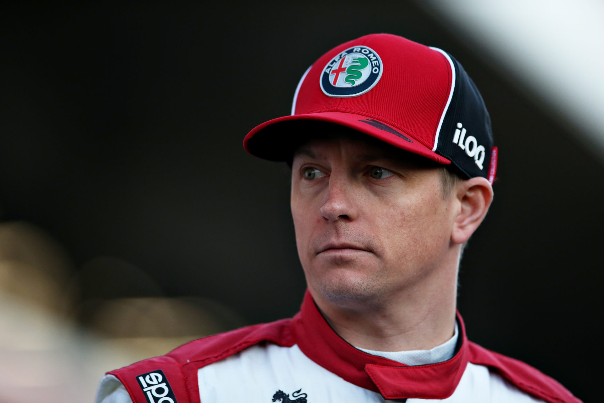 PAIN - FEBRUARY 19: Kimi Raikkonen of Finland and Alfa Romeo Racing looks on at the roll out of the Alfa Romeo Racing