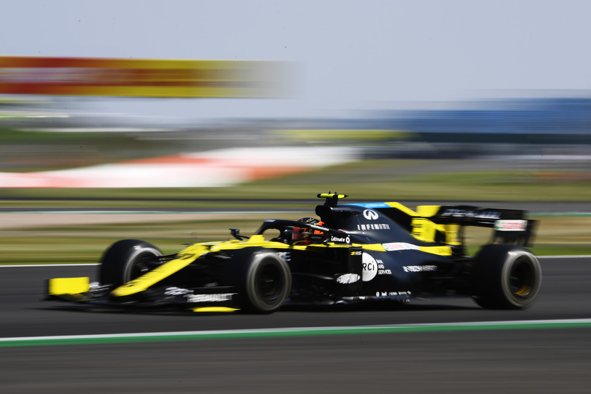 Alpine driver Esteban Ocon driving in the F1 70th Anniversary GP race