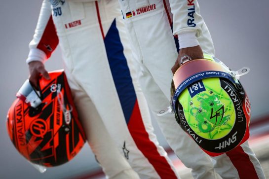 Mick Schumacher (GER), Haas F1 Team and Nikita Mazepin (RUS), Haas F1 Team 
12.03.2021. Formula 1 Testing, Sakhir, Bahrain, Day One.
- www.xpbimages.com, EMail: requests@xpbimages.com &copy; Copyright: Charniaux / XPB Images